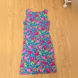 Vintage Y2k Blue Floral Sleeveless Dress